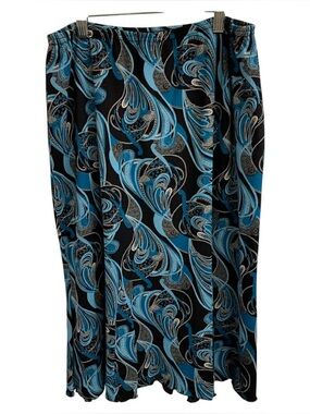 Windridge Teal and Black Swirl Maxi Skirt Size M